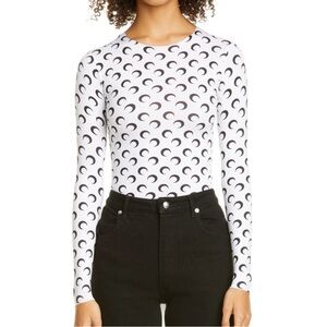 Marine Serre White and Black Crescent Moon Bodysuit